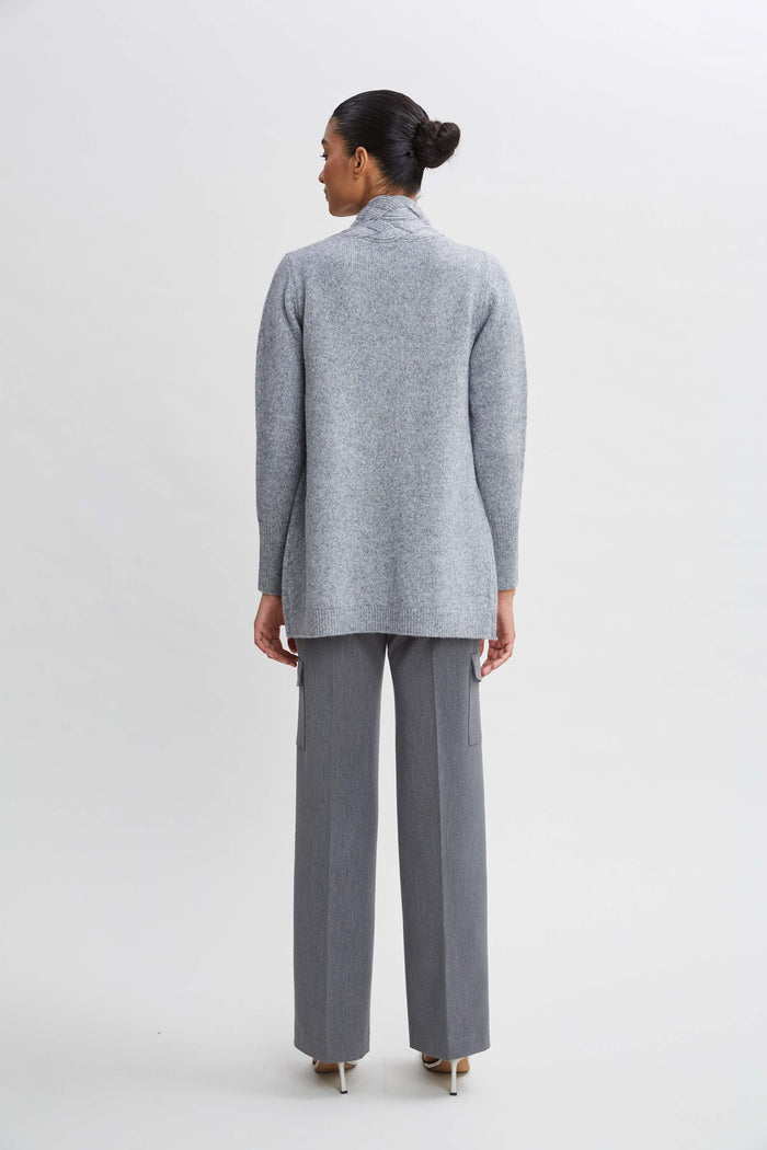 Elie Tahari Metallic Cable Cardigan GREY-SILVER