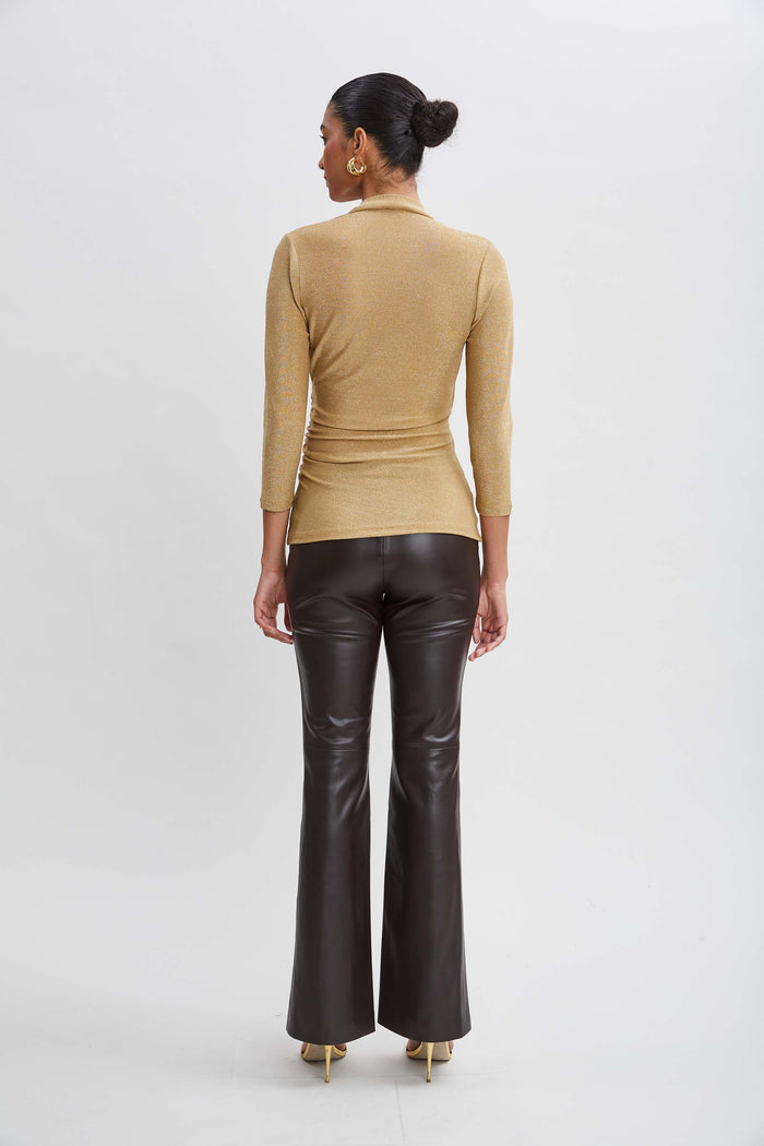 Elie Tahari Metallic Ruched Knit GOLD
