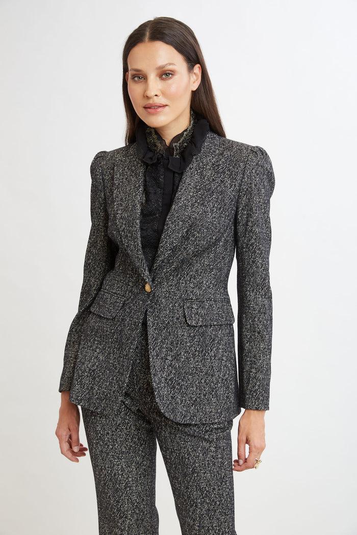 Elie Tahari Metallic Tweed Blazer BLACK MULTI