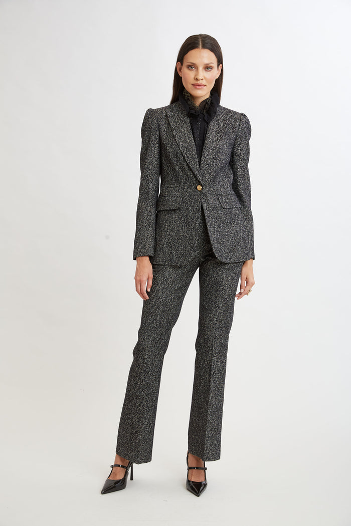 Elie Tahari Metallic Tweed Blazer BLACK MULTI