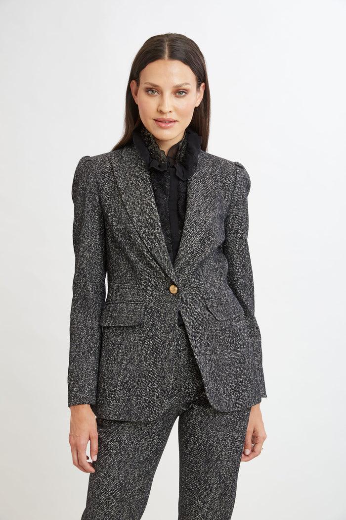 Elie Tahari Metallic Tweed Blazer BLACK MULTI