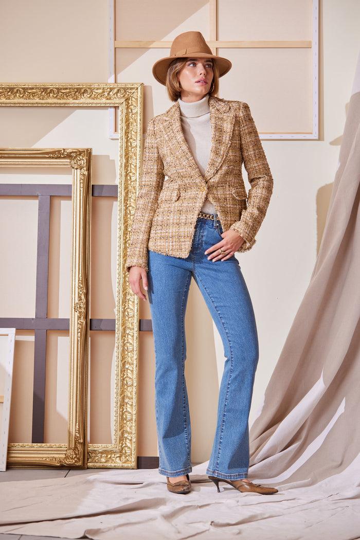 Elie Tahari Metallic Tweed Blazer GOLD MULTI