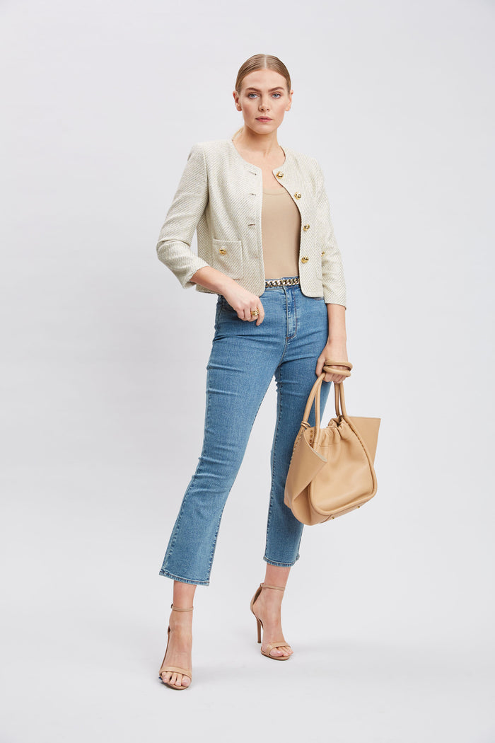 Elie Tahari Metallic Tweed Pocket Jacket MULTI