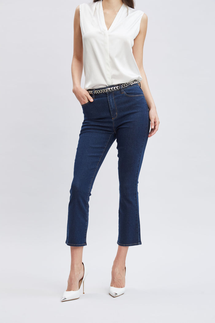 Elie Tahari Micro Flare Cropped Jeans DARK WASH