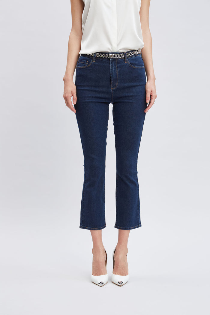 Elie Tahari Micro Flare Cropped Jeans DARK WASH