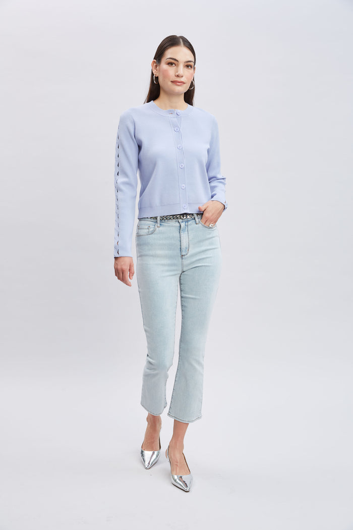 Elie Tahari Micro Flare Cropped Jeans LIGHT WASH