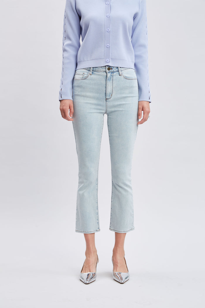 Elie Tahari Micro Flare Cropped Jeans LIGHT WASH