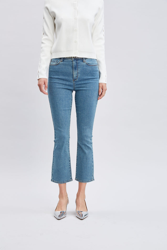 Elie Tahari Micro Flare Cropped Jeans MEDIUM WASH