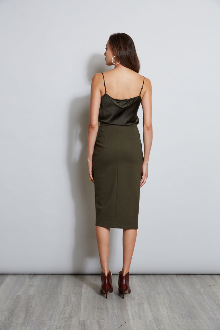 Elie Tahari Midi Knit Wrap Skirt OLIVE