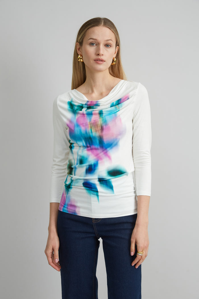 Elie Tahari Milano Draped Knit IVORY MULTI