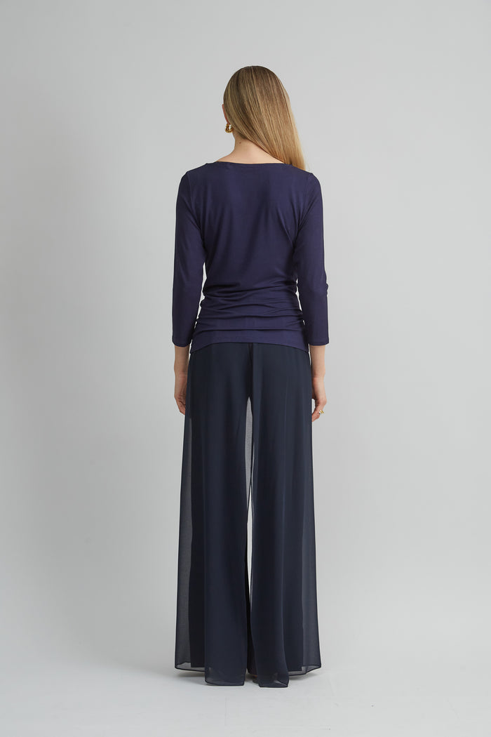 Elie Tahari Milano Draped Knit NAVY MULTI