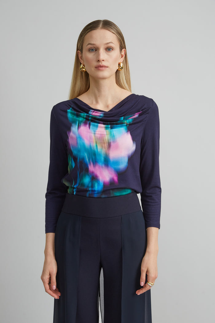 Elie Tahari Milano Draped Knit NAVY MULTI