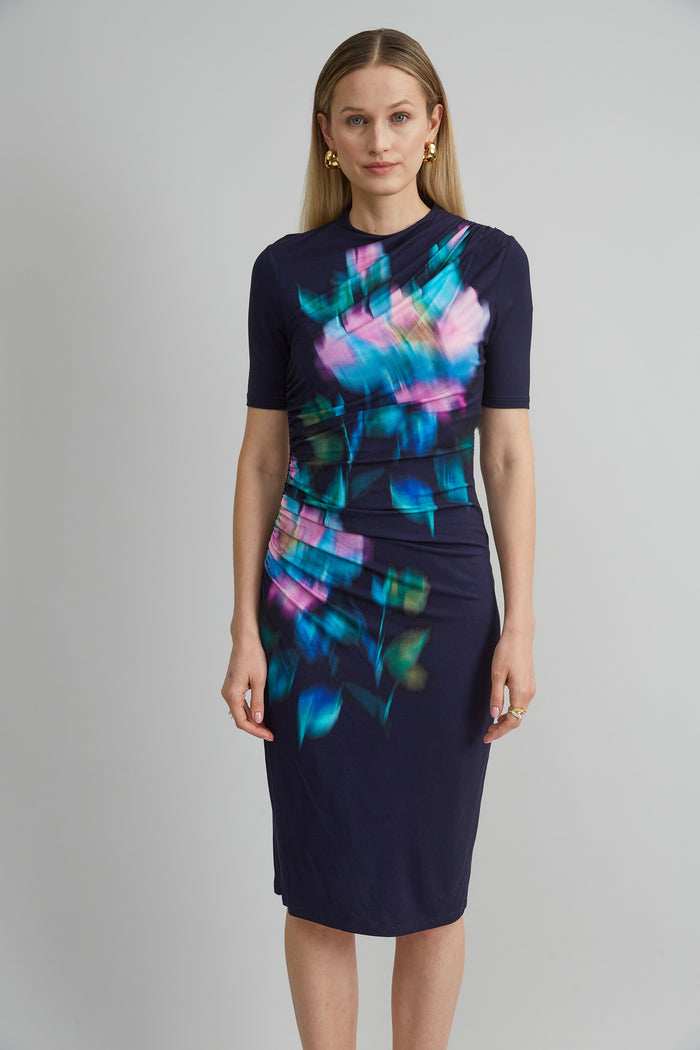 Elie Tahari Milano Jersey Dress NAVY MULTI