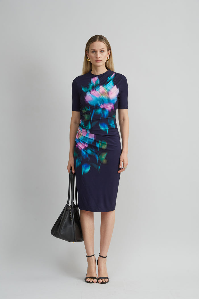 Elie Tahari Milano Jersey Dress NAVY MULTI