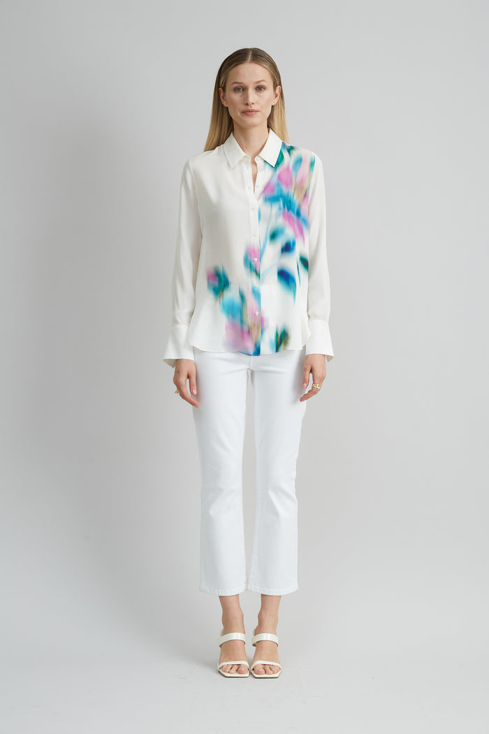 Elie Tahari Milano Silk Shirt IVORY MULTI
