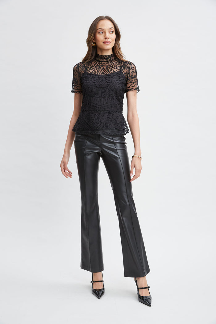 Elie Tahari Mock Neck Shirt BLACK