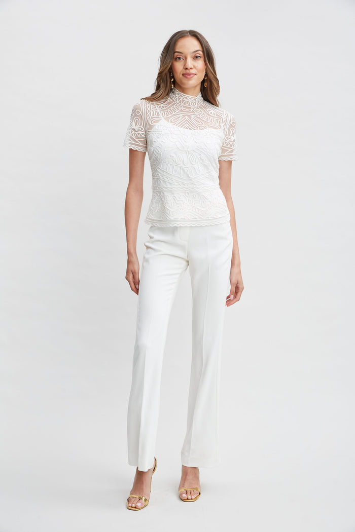 Elie Tahari Mock Neck Shirt FOAM