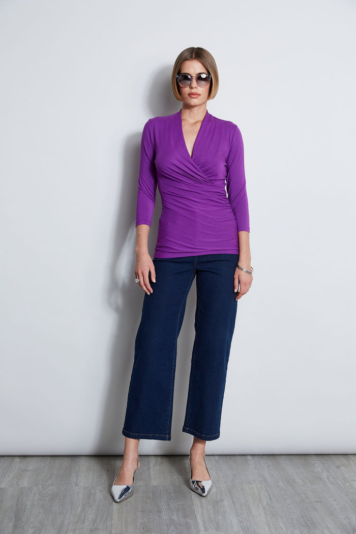 Elie Tahari Mock Wrap Knit BERRY