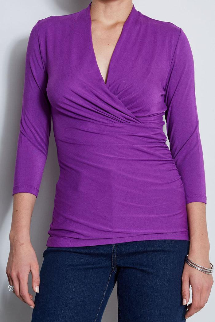 Elie Tahari Mock Wrap Knit BERRY