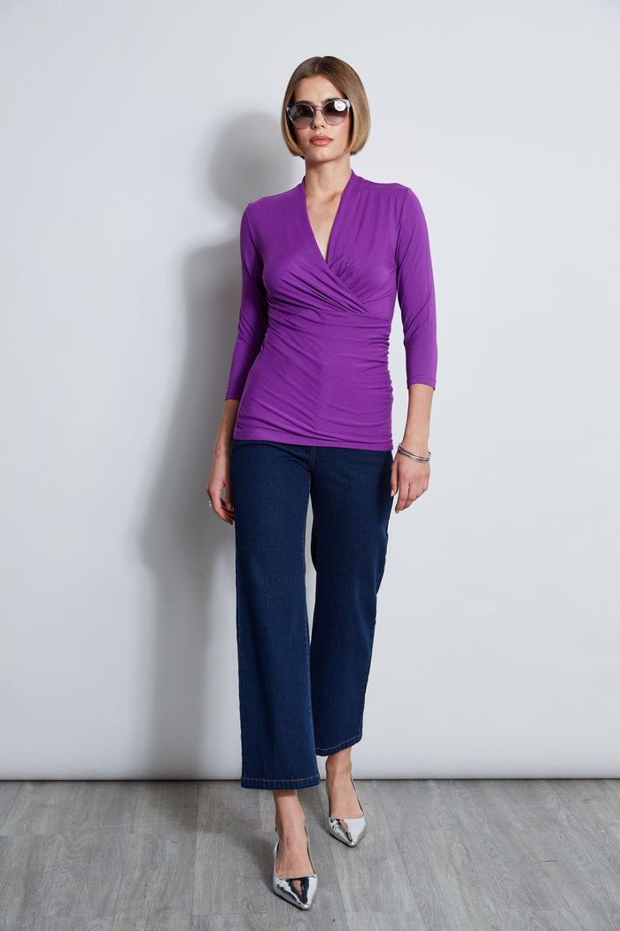 Elie Tahari Mock Wrap Knit BERRY