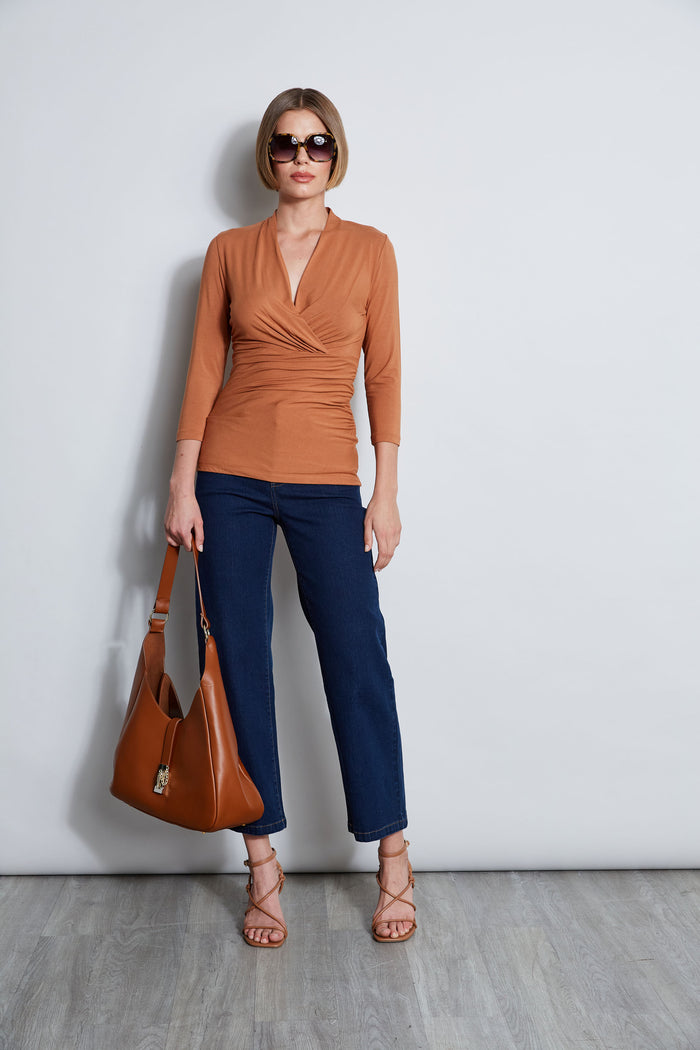Elie Tahari Mock Wrap Knit COPPER
