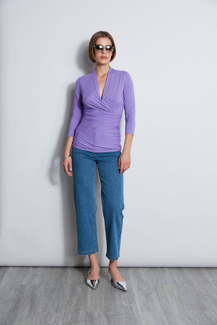 Elie Tahari Mock Wrap Knit GRAPE