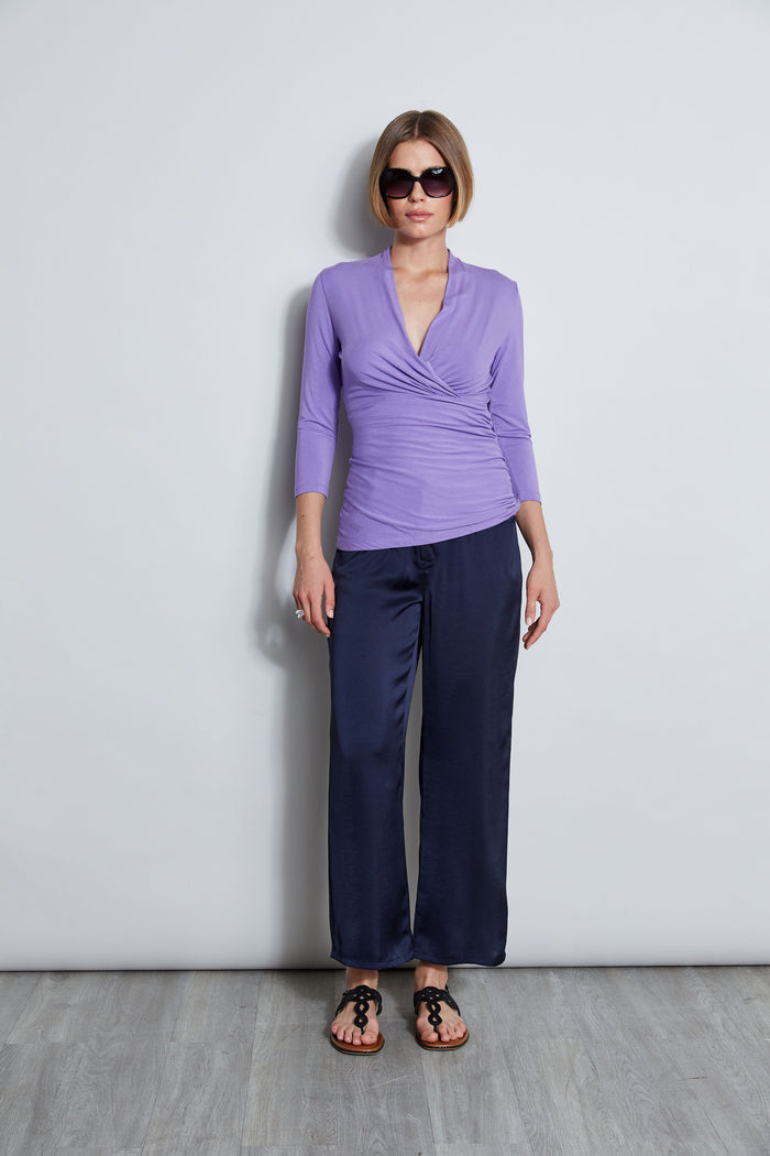 Elie Tahari Mock Wrap Knit GRAPE