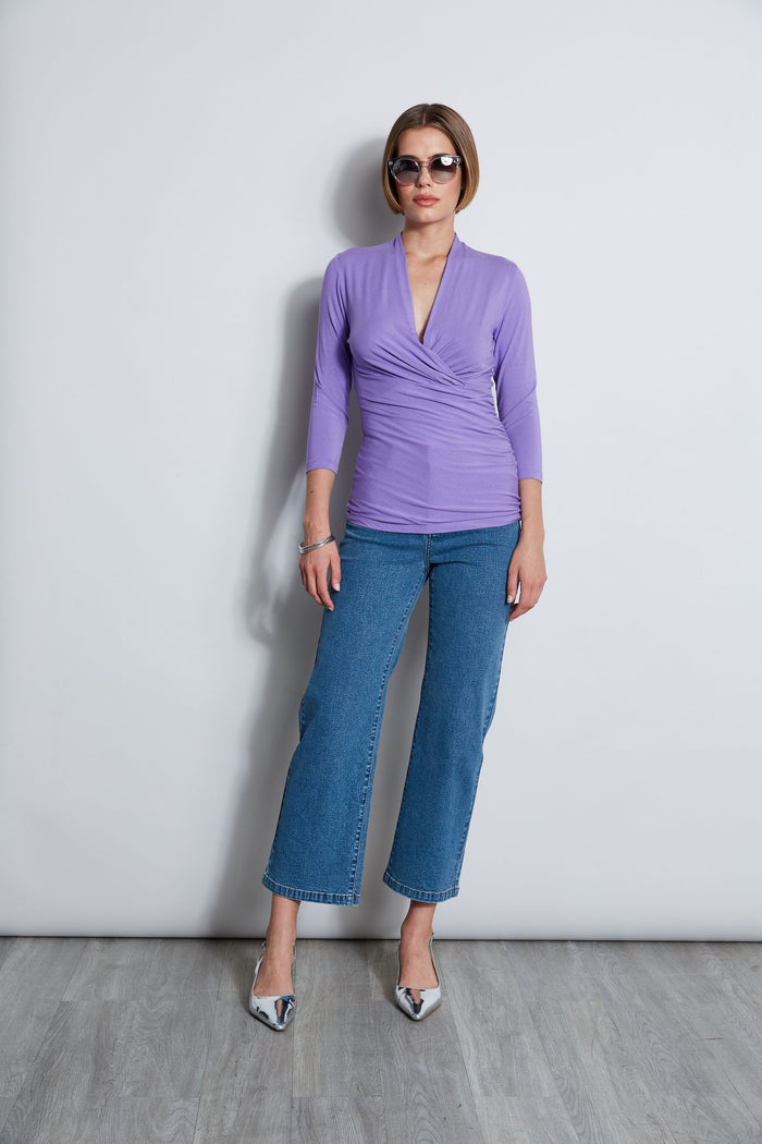 Elie Tahari Mock Wrap Knit GRAPE