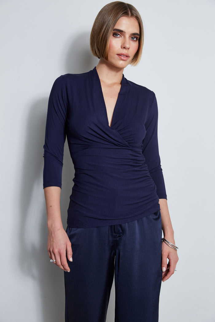 Elie Tahari Mock Wrap Knit STARGAZER