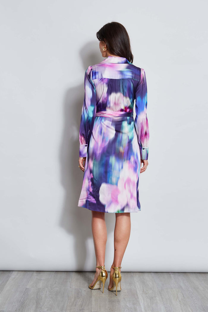 Elie Tahari Moire Floral Wrap Dress MULTI