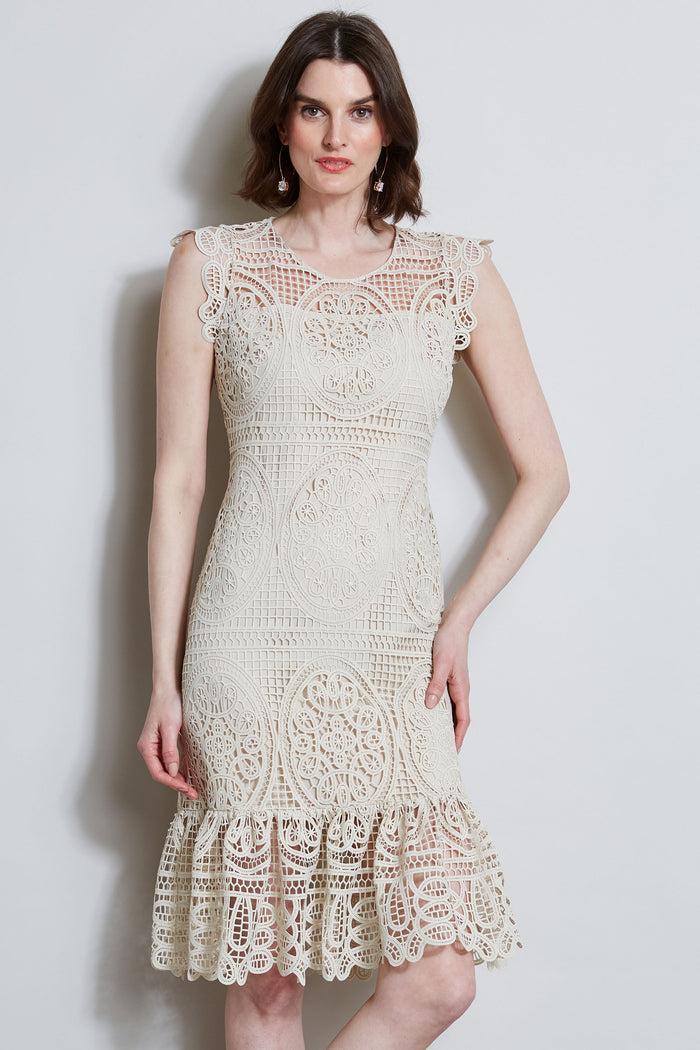 Elie Tahari Mosaic Lace Dress FLOUR