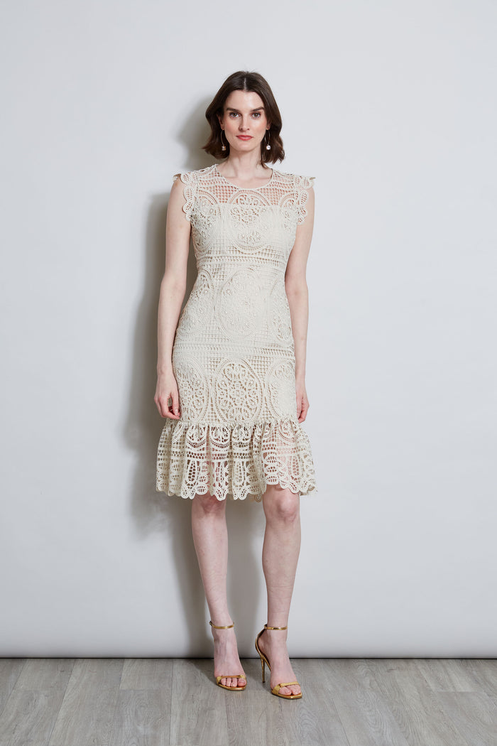 Elie Tahari Mosaic Lace Dress FLOUR