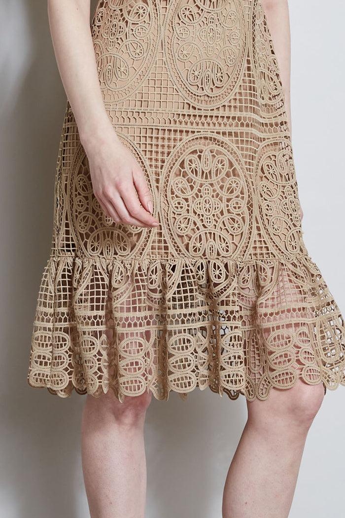 Elie Tahari Mosaic Lace Dress SANDCASTLE