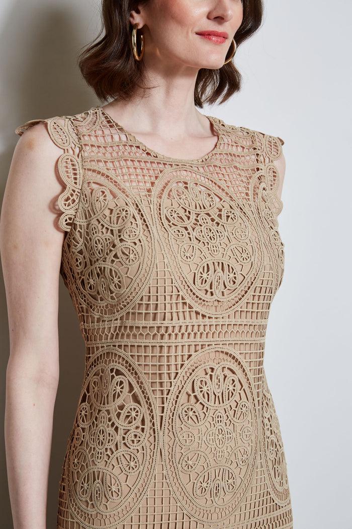 Elie Tahari Mosaic Lace Dress SANDCASTLE