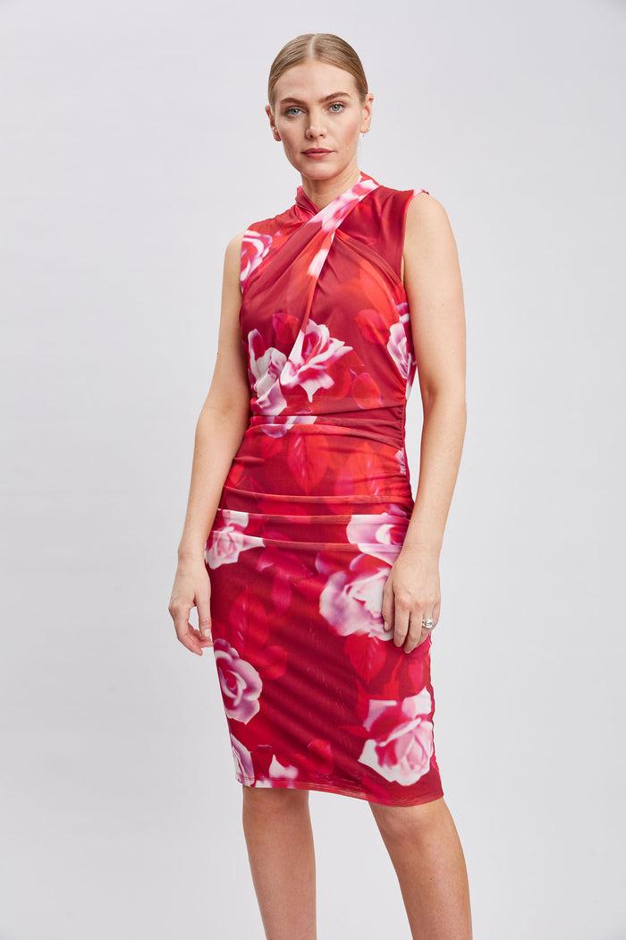 Elie Tahari Moulin Rouge Twist Neck Dress MULTI