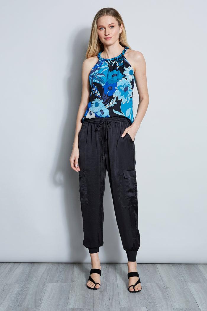 Elie Tahari Nouveau Halter Shirt TEAL MULTI