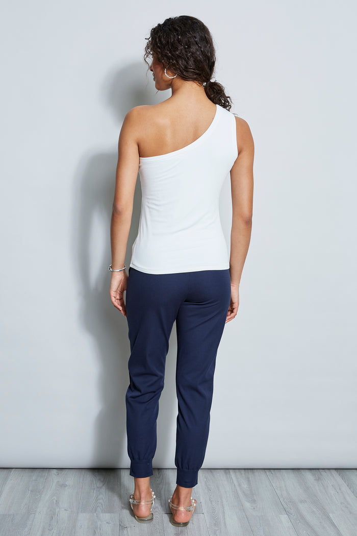 Elie Tahari One Shoulder Top Sky White