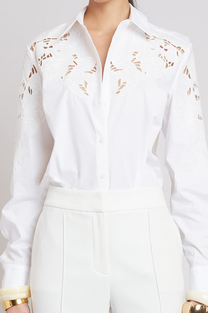 Elie Tahari Openwork Cotton Shirt WHITE