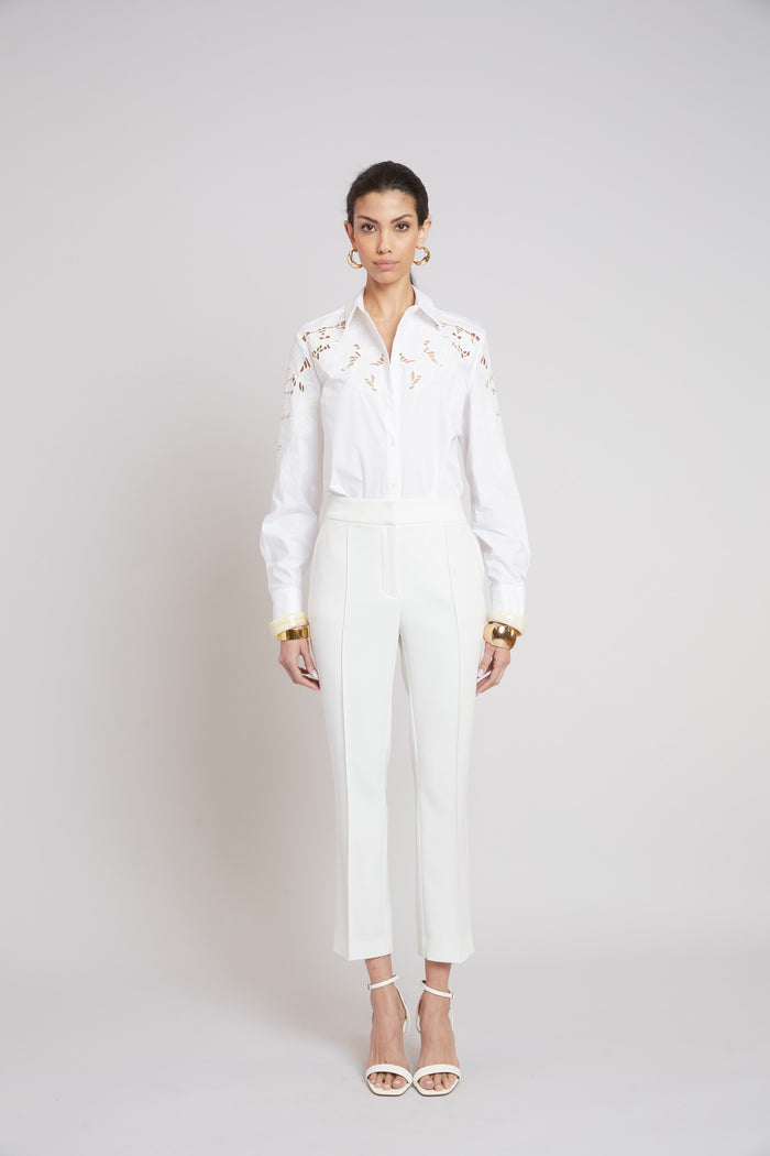 Elie Tahari Openwork Cotton Shirt WHITE
