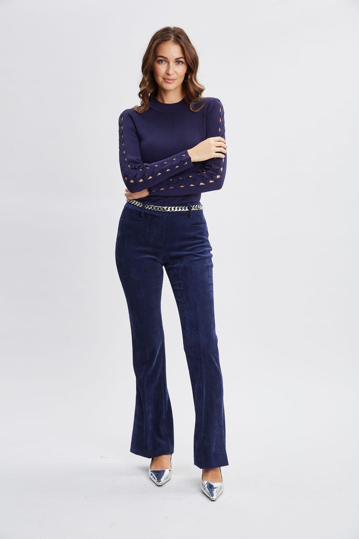 Elie Tahari Openwork Sleeve Sweater STARGAZER