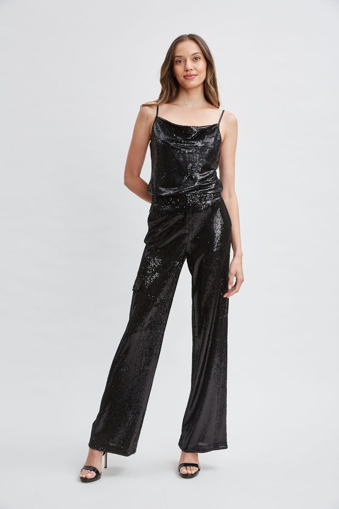 Elie Tahari Pave Sequin Cami BLACK