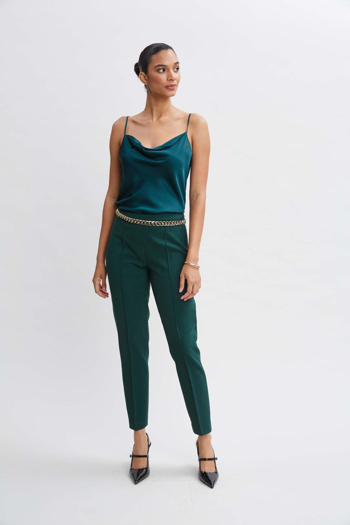 Elie Tahari Pintuck Slim Pant FOREST GREEN