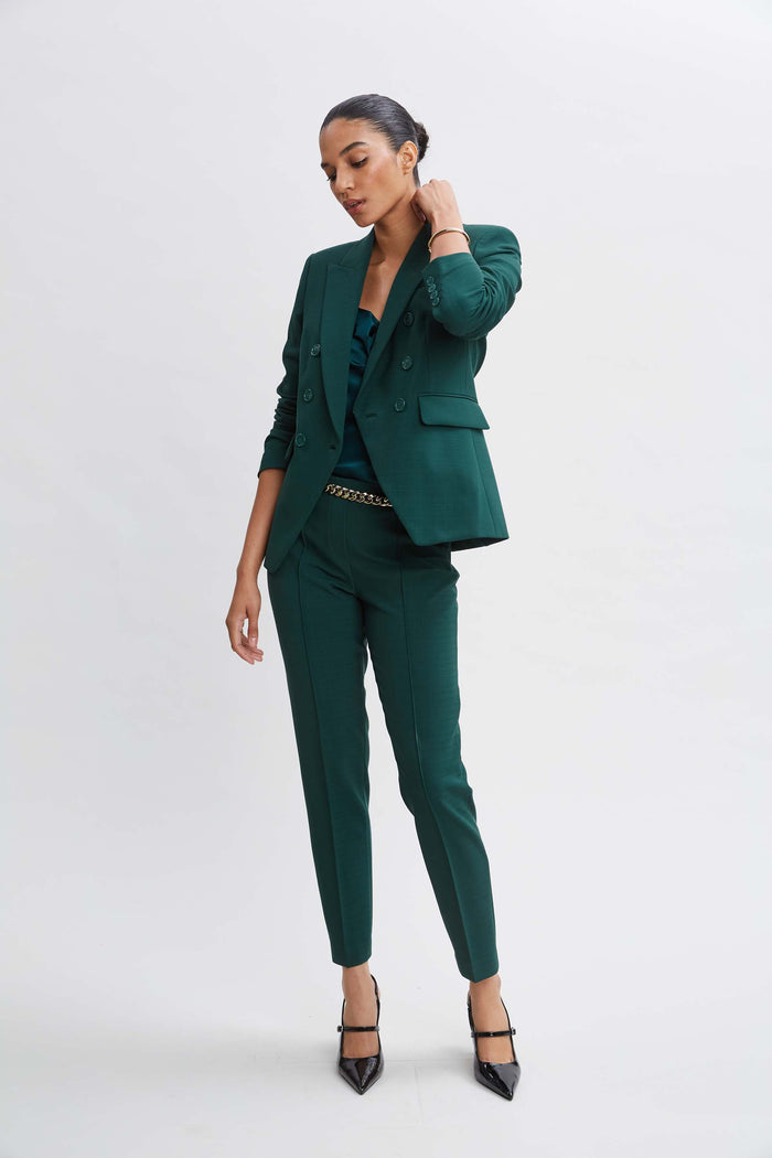 Elie Tahari Pintuck Slim Pant FOREST GREEN