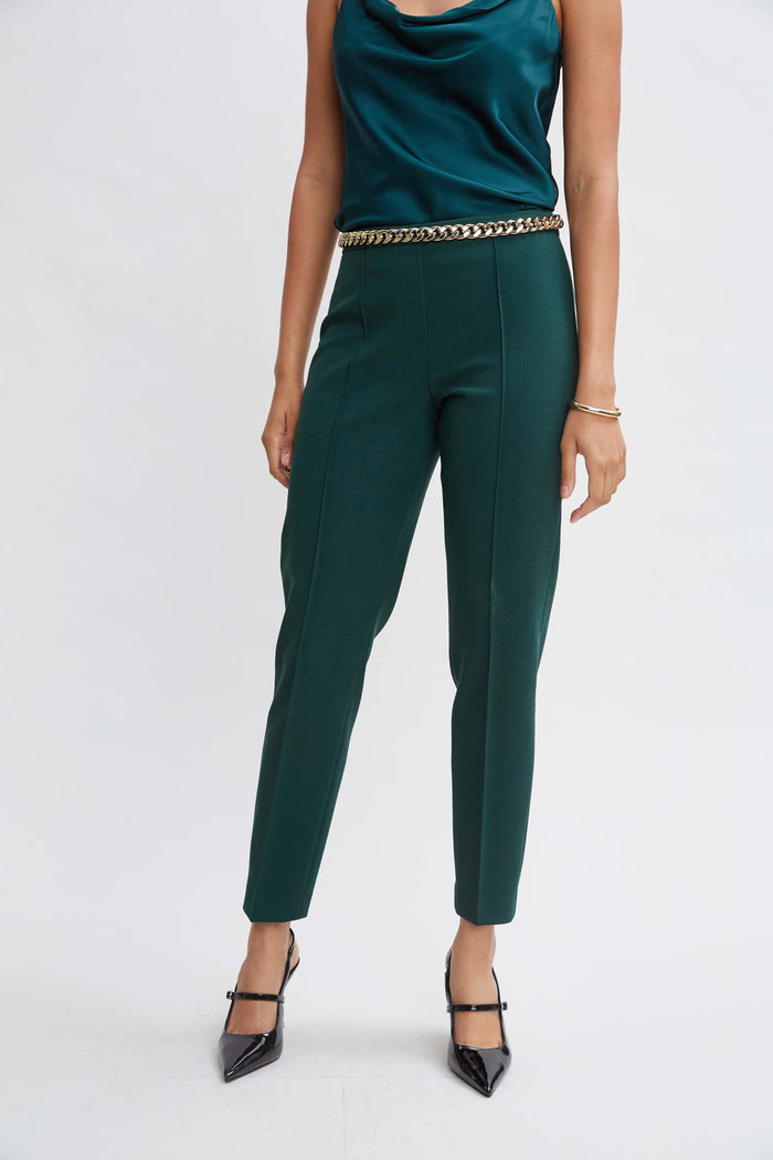 Elie Tahari Pintuck Slim Pant FOREST GREEN