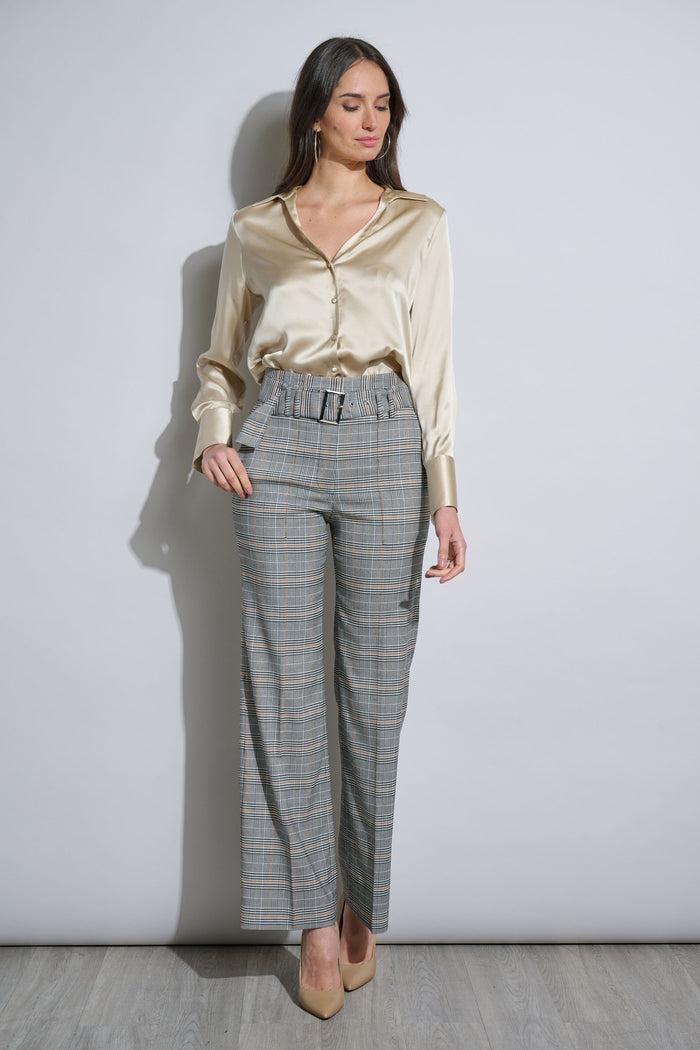 Elie Tahari Plaid Belted Pant ANGIE PLAID