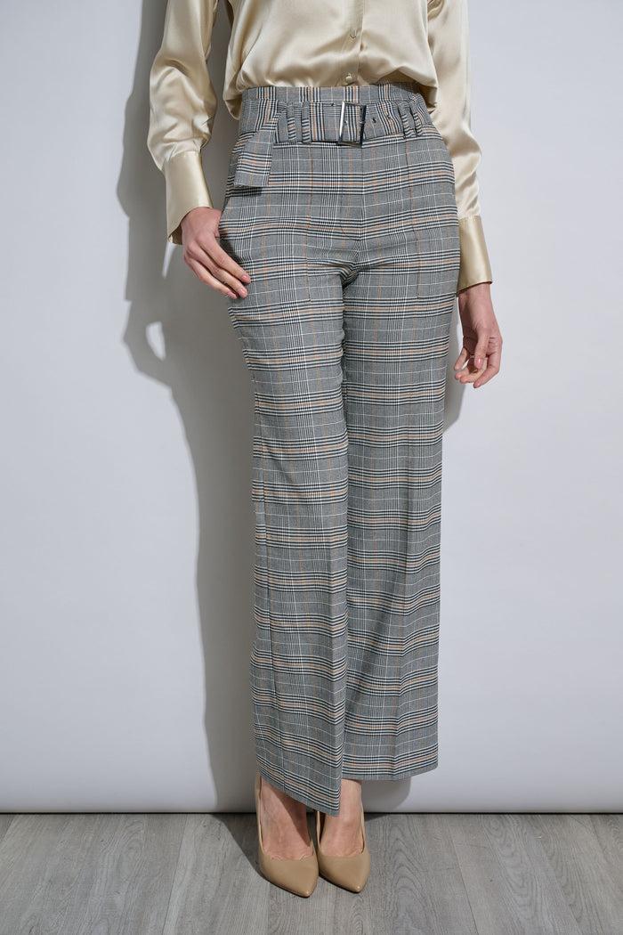 Elie Tahari Plaid Belted Pant ANGIE PLAID