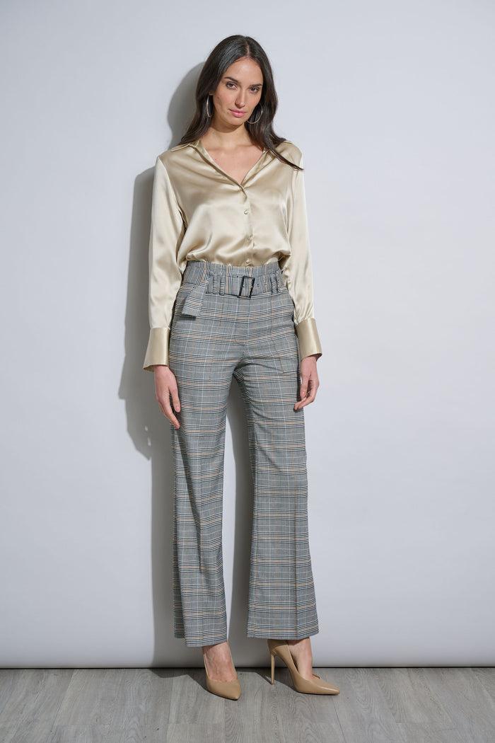 Elie Tahari Plaid Belted Pant ANGIE PLAID