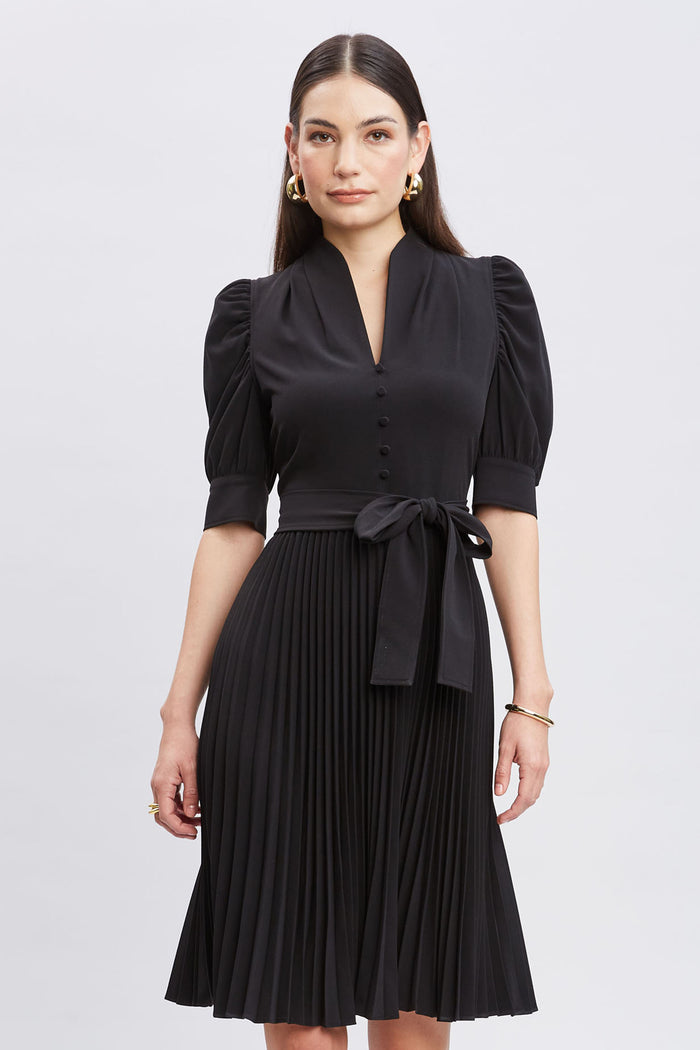 Elie Tahari Pleated Contour Dress BLACK