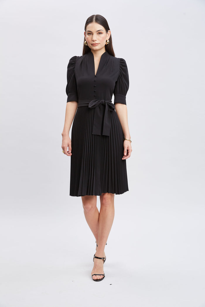 Elie Tahari Pleated Contour Dress BLACK