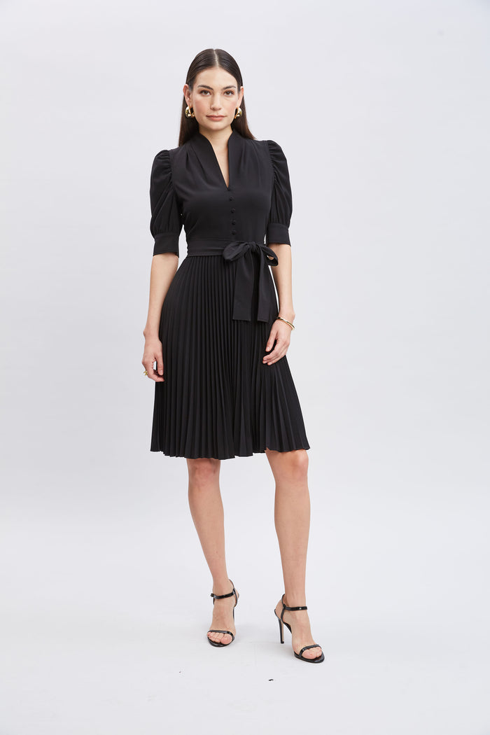 Elie Tahari Pleated Contour Dress BLACK